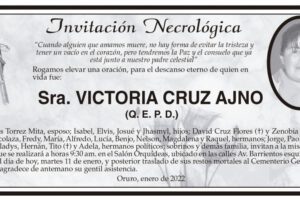 Invitación Necrológica para Victoria Cruz Ajno