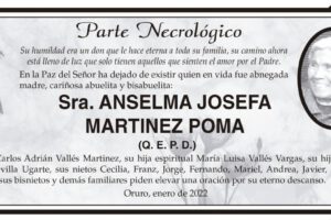 Parte Necrológico de Anselma Josefa Martinez Poma