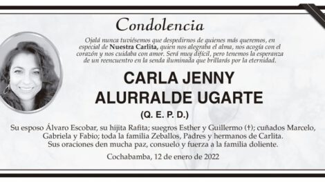 Condolencia por Carla Jenny Alurralde Ugarte