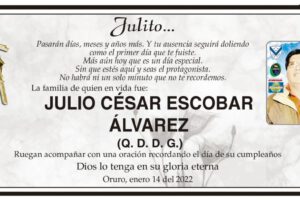 Necrológico de Julio César Escobar Álvarez