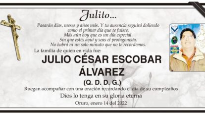 Necrológico de Julio César Escobar Álvarez