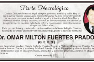 Necrológico del Dr. Omar Milton Fuertes Prado