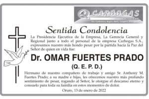 Condolencias por la partida del Dr. Omar Fuertes Prado