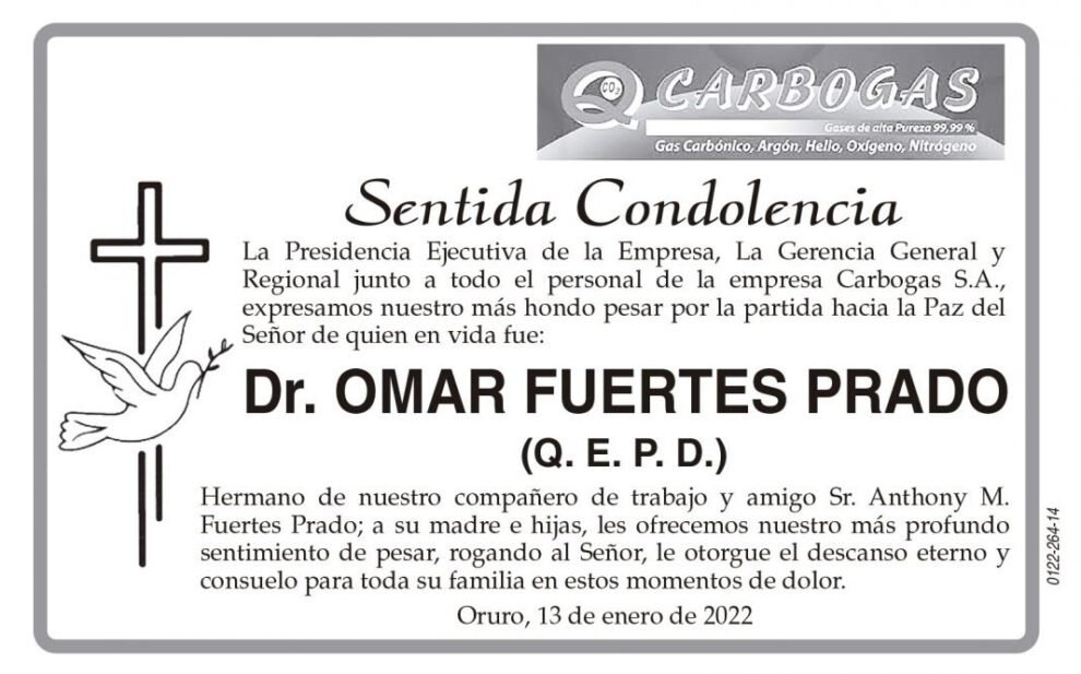 Condolencias por la partida del Dr. Omar Fuertes Prado