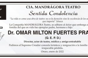 Condolencias por la pérdida del Dr. Omar Milton Fuertes Prado
