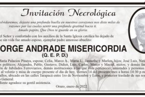Invitación Necrológica: Sr. Jorge Andrade Misericordia