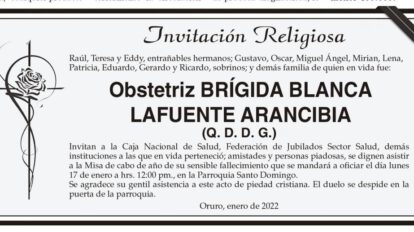 Obituarios de Brígida Blanca Lafuente Arancibia