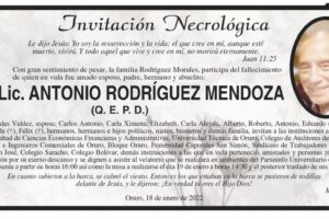 Invitación Necrológica: Antonio Rodríguez Mendoza