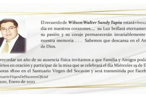 Necrológica de Wilson Walter Sandy Tapia