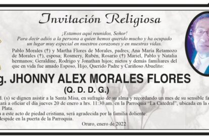 Obituarios de Abg. JHONNY ALEX MORALES FLORES