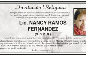 Invitación Religiosa: Lic. Nancy Ramos Fernández