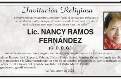 Invitación Religiosa: Lic. Nancy Ramos Fernández
