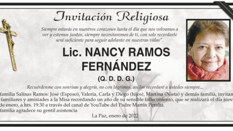 Invitación Religiosa: Lic. Nancy Ramos Fernández