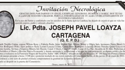 Lic. Pdta. JOSEPH PAVEL LOAYZA CARTAGENA obituario