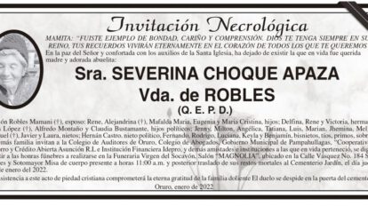 Necrológica Severina Choque Apaza