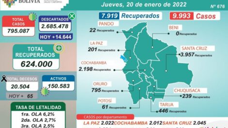 Reporte de casos de Covid-19 en Bolivia
