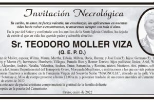 Invitación Necrológica para Teodoro Moller Viza