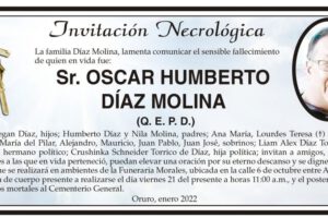 Invitación Necrológica: Oscar Humberto Díaz Molina