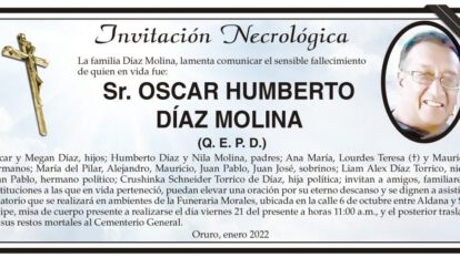 Invitación Necrológica: Oscar Humberto Díaz Molina