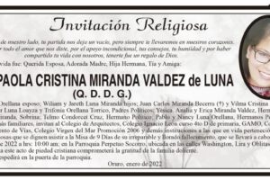 Invitación Religiosa para Paola Cristina Miranda Valdez