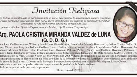 Invitación Religiosa para Paola Cristina Miranda Valdez