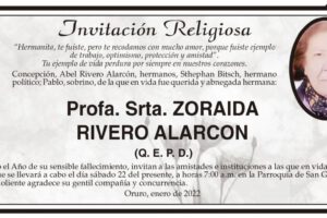 Invitación Religiosa para Zoraida Rivero Alarcón