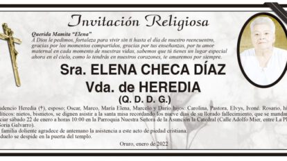 Invitación Religiosa para Elena Checa Díaz