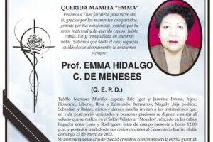 Invitación Necrológica: Prof. Emma Hidalgo C. de Meneses