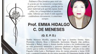 Invitación Necrológica: Prof. Emma Hidalgo C. de Meneses