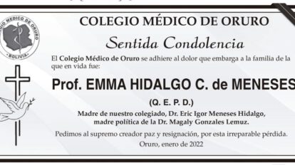 Prof. EMMA HIDALGO C. de MENESES Q. E. P. D.