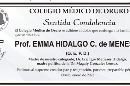 Prof. EMMA HIDALGO C. de MENESES Q. E. P. D.