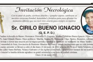 Invitación Necrológica para CIRILO BUENO IGNACIO