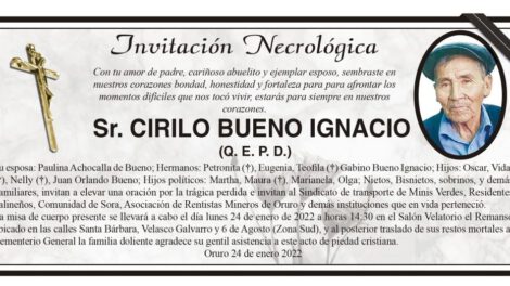 Invitación Necrológica para CIRILO BUENO IGNACIO