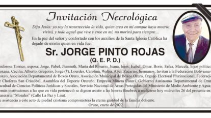 Invitación Necrológica: Sr. Jorge Pinto Rojas