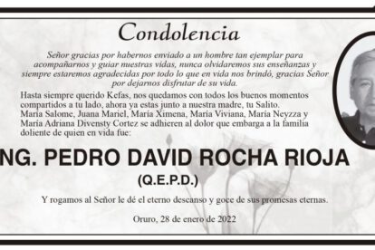 Condolencia por Pedro David Rocha Rioja (Q.E.P.D.)