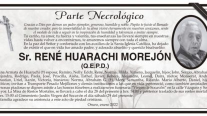 Necrológico de René Huarachi Morejón