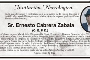 Invitación Necrológica: Sr. Ernesto Cabrera Zabala