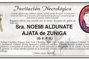 Necrológica Sra. Noemi Aldunate Ajata