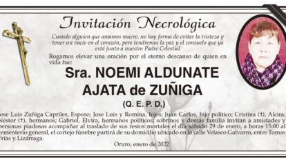 Necrológica Sra. Noemi Aldunate Ajata