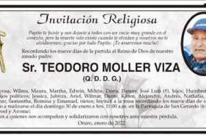 Invitación Religiosa para Teodoro Moller Viza