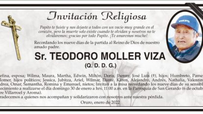 Invitación Religiosa para Teodoro Moller Viza