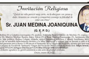 Invitación Religiosa para Juan Medina Joaniquina