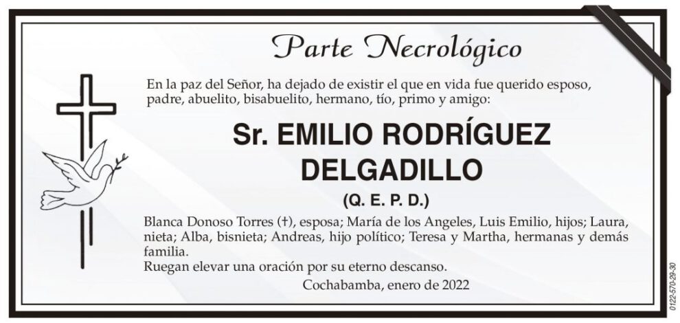 Necrológico de Emilio Rodríguez Delgadillo