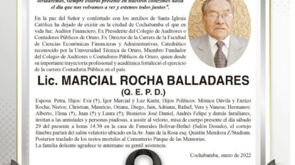 Lic. Marcial Rocha Balladares Q. E. P. D.