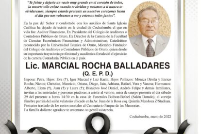Lic. Marcial Rocha Balladares Q. E. P. D.