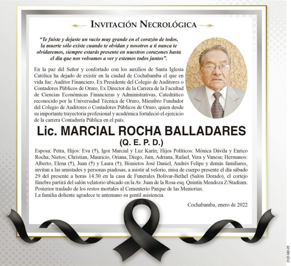 Lic. Marcial Rocha Balladares Q. E. P. D.