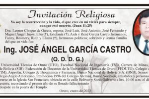Ing. José Ángel García Castro, invitación religiosa y misa en su memoria