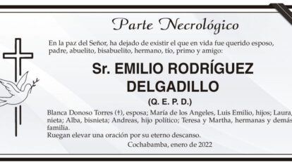 Parte Necrológico de Emilio Rodríguez Delgadillo