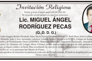Lic. Miguel Ángel Rodríguez Pecas, obituario y recordatorio familiar