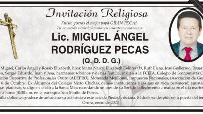 Lic. Miguel Ángel Rodríguez Pecas, obituario y recordatorio familiar